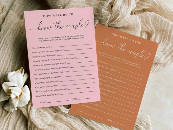 couples wedding shower game - bride and groom trivia