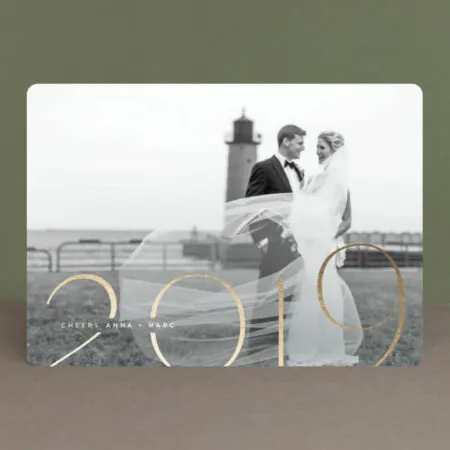 chic newlywed new year cards