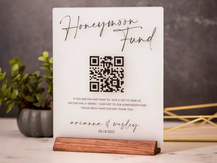 honeymoon fund QR code sign coed shower ideas