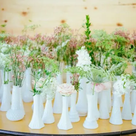 milk glass vases