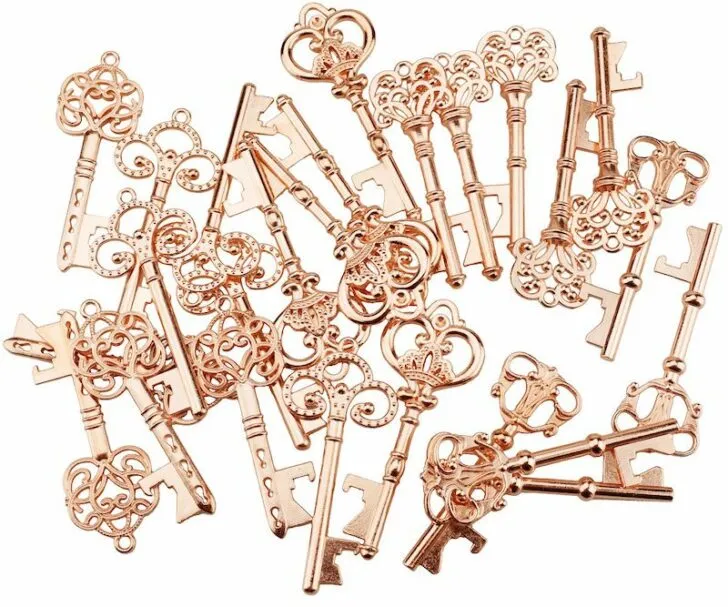 amazon wedding decor - rose gold key favors