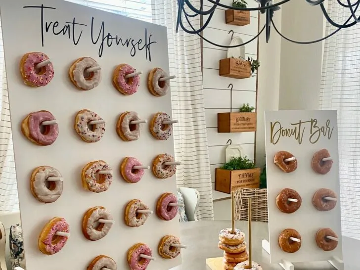 brunch buffet donut wall wedding shower