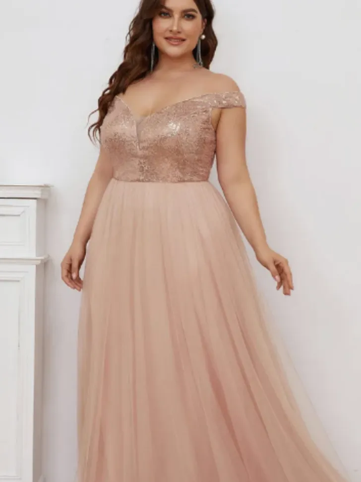 Rose Gold Plus Size Wedding Dress from Ever-Pretty