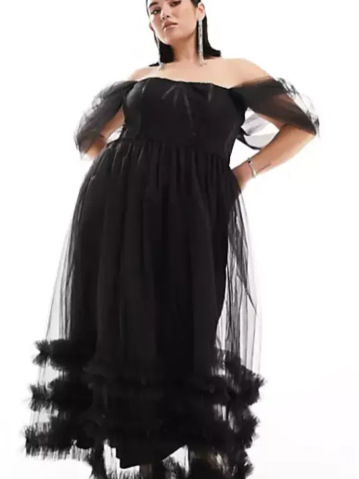 Lace and Beads Ruffle and Tulle Wedding Dress from ASOS