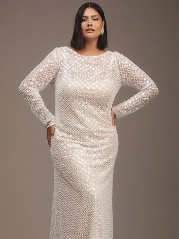 Long-Sleeve Open-Back Sheath Gown from Anthropologie Weddings