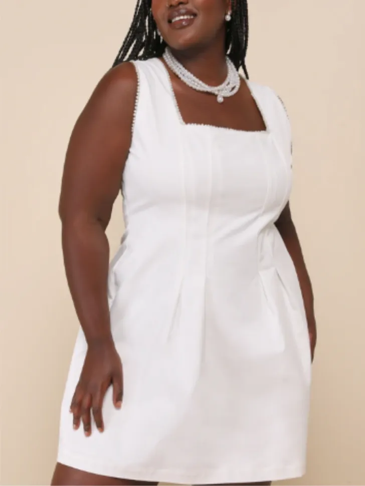 White Mini Non Traditional Plus Size Wedding Dress from LuLus