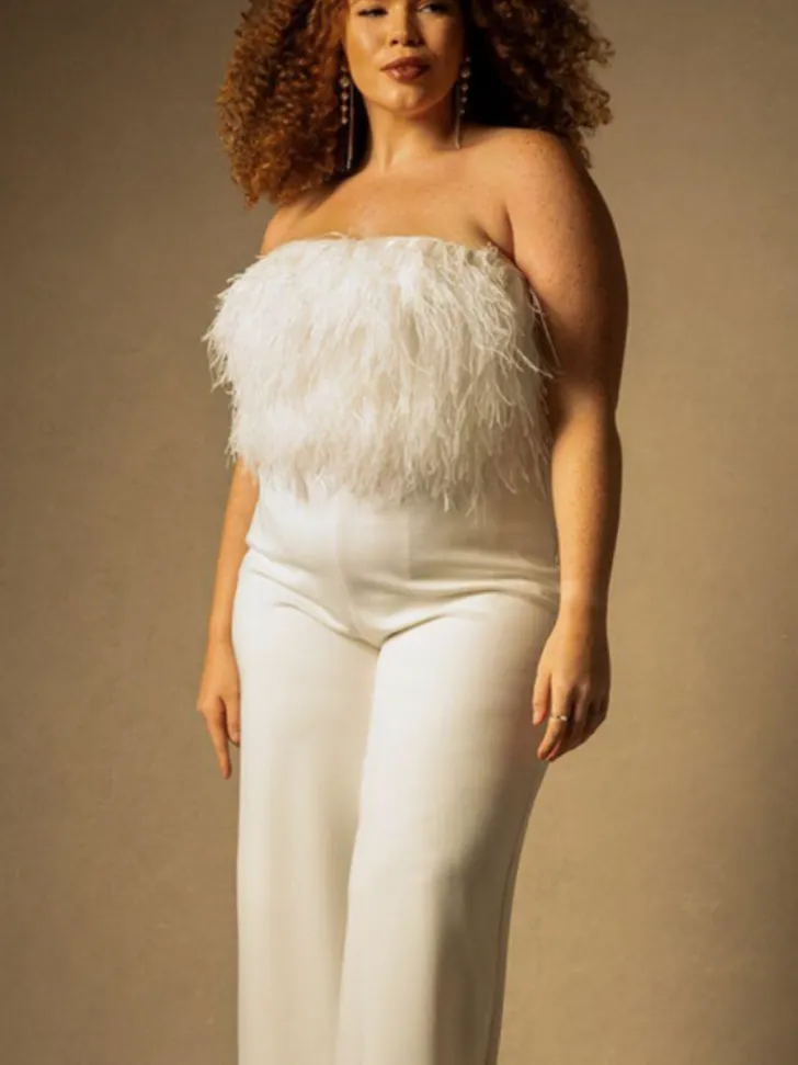 Feathered Bodice Jumpsuit from Eloquii