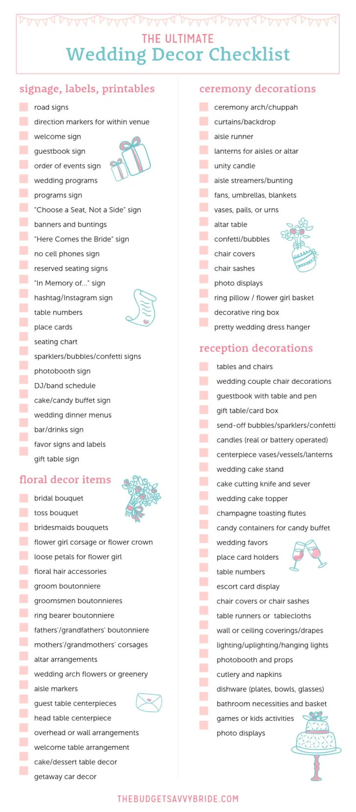 the ultimate wedding decor checklist