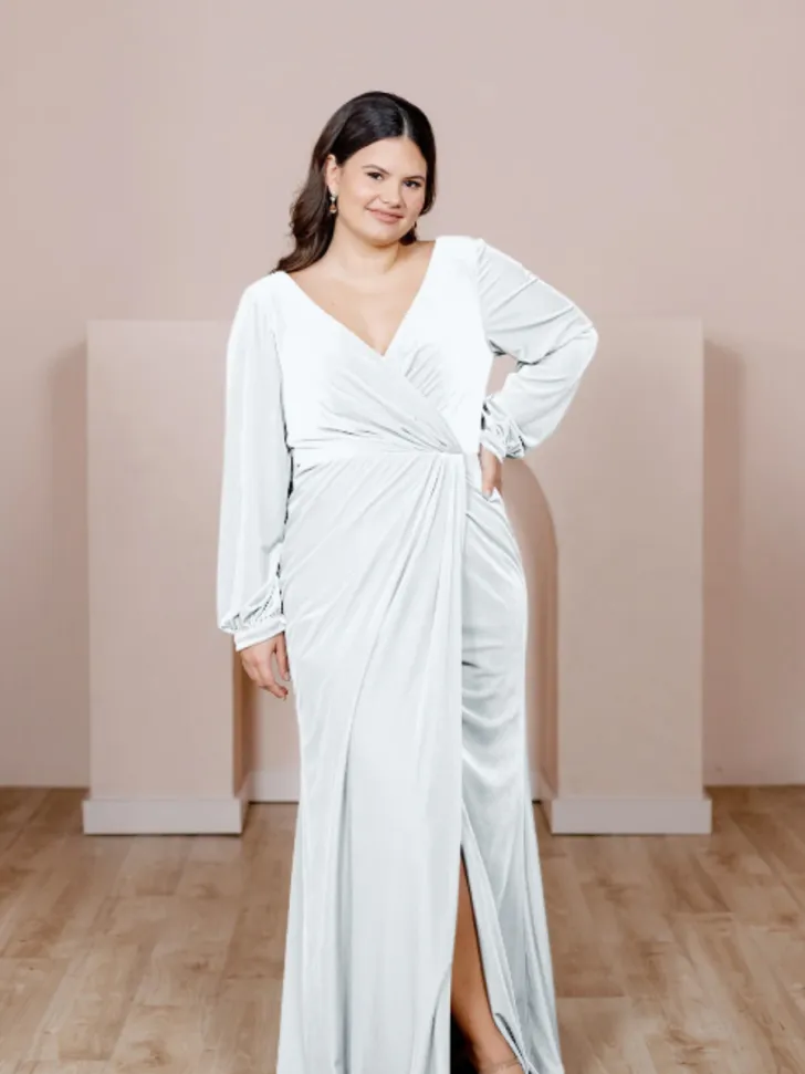 Velvet Long Sleeve Wedding Dress from Revelry