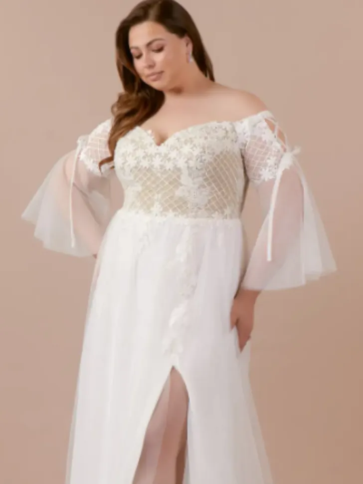 Plus Size Bell Sleeve Wedding Dress from Azazie